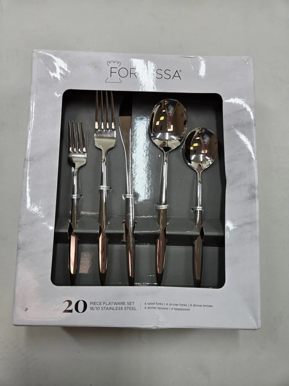 NIB FORTESSA Constantin 20 Piece Flatware Set Stainless Steel 0188